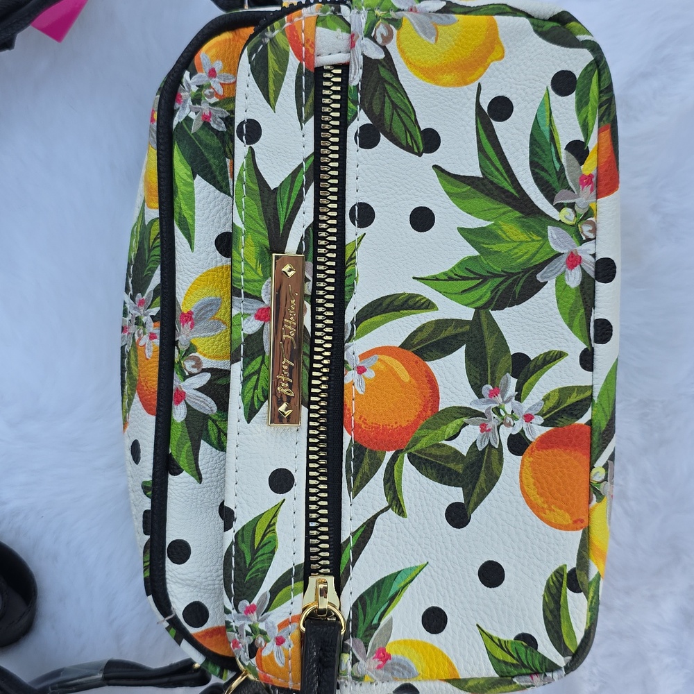 🍊NEW 🍋 Betsy Johnson Remi Crossbody Purse Lemons Oranges Polka Dot Bag Rare